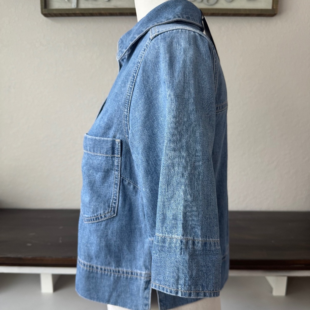 NWT Veronica Beard Spruce Denim Crop Top Amethyst Frost Women's Size 0 T - Picture 8 of 13